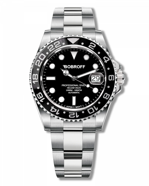 Bobroff Black Rubber Sport Watch